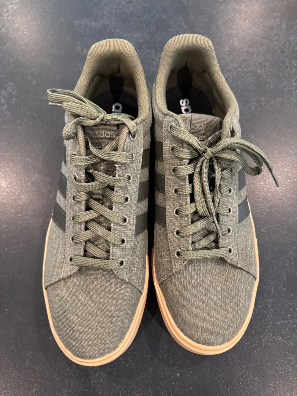 adidas Men's Olive/Black Low-Top Sneakers with Gum Sole